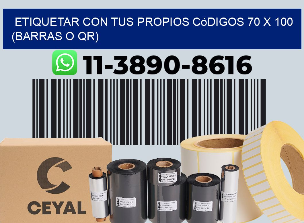 Etiquetar con tus propios códigos 70 x 100 (barras o QR)