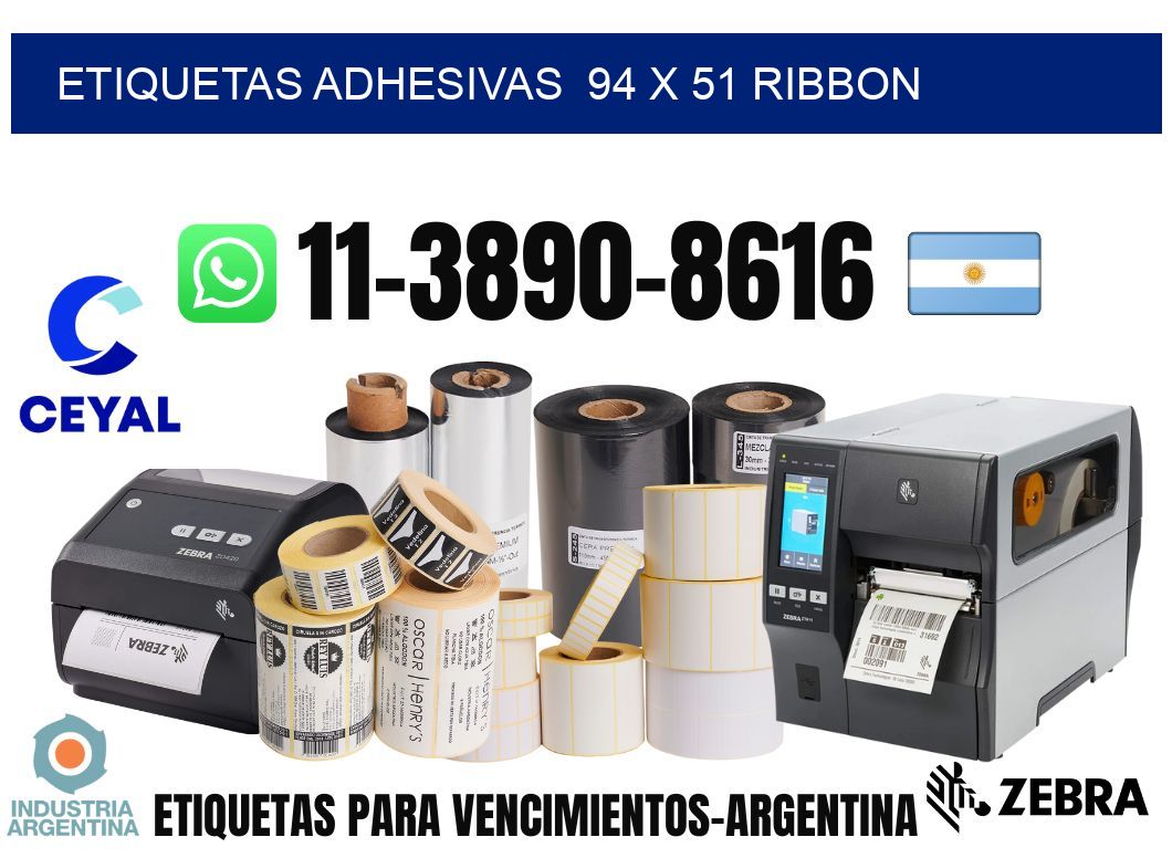 Etiquetas adhesivas  94 x 51 ribbon