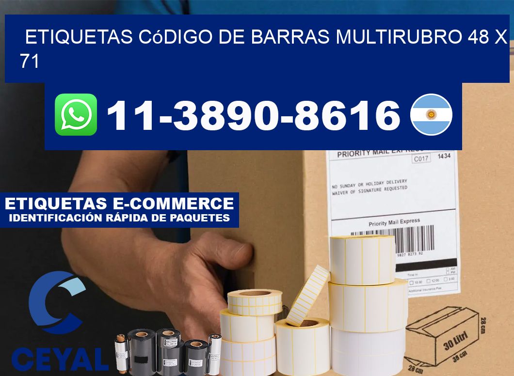 Etiquetas código de barras multirubro 48 x 71