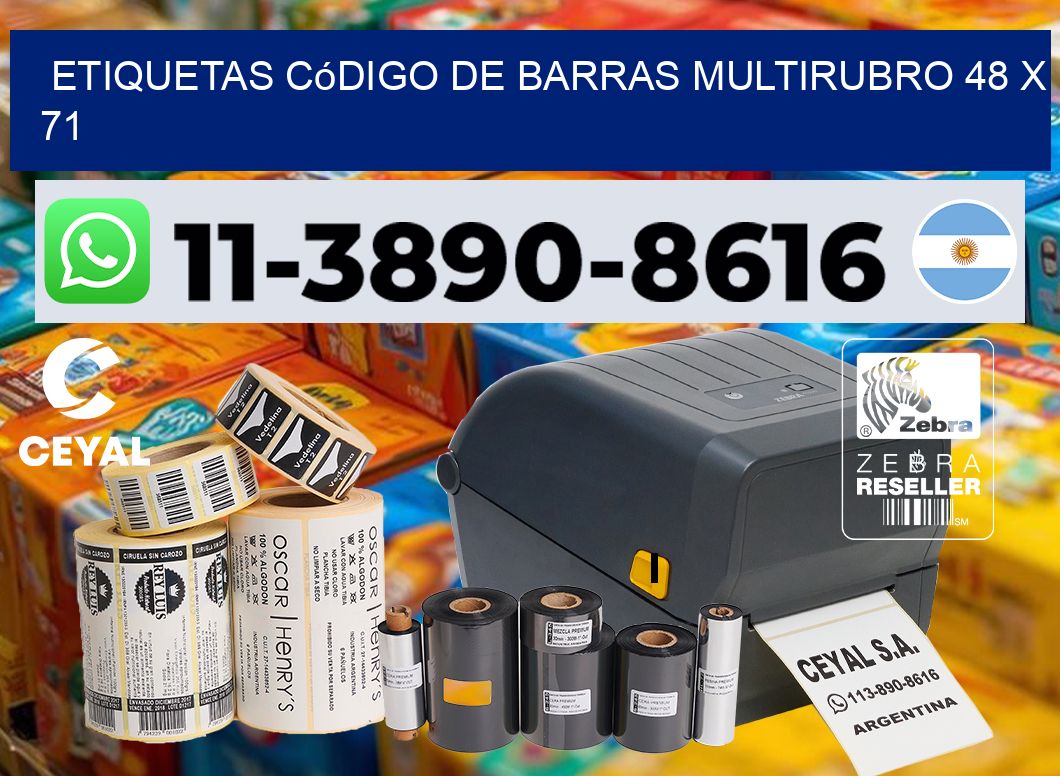 Etiquetas código de barras multirubro 48 x 71