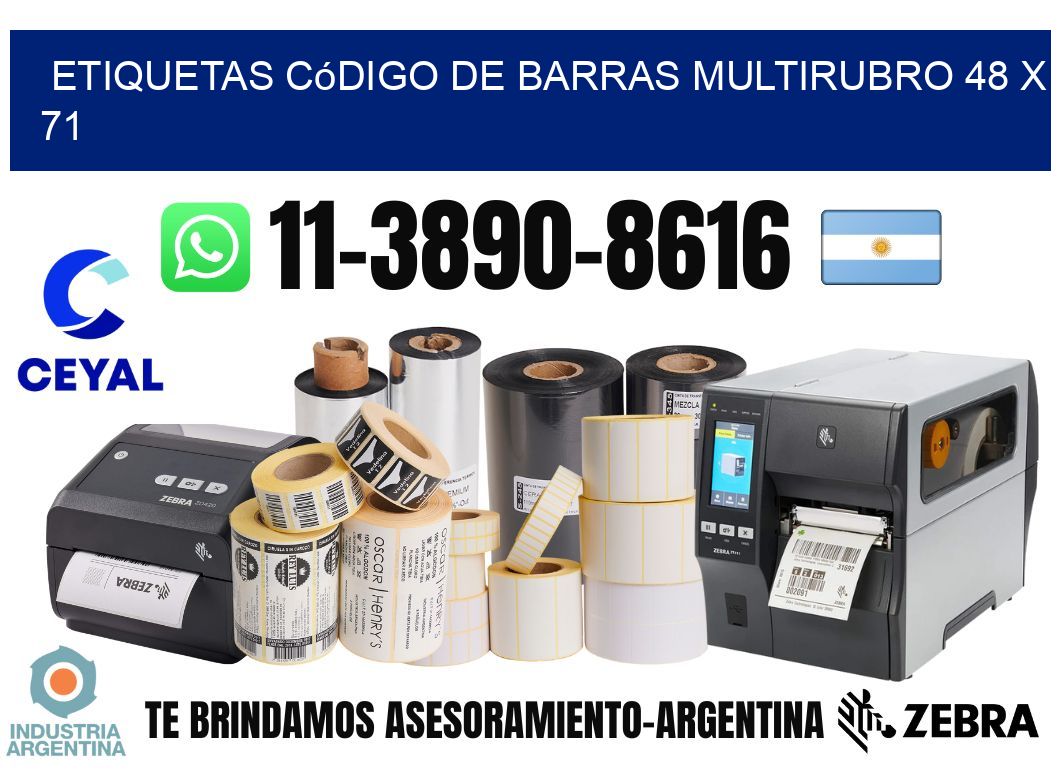 Etiquetas código de barras multirubro 48 x 71