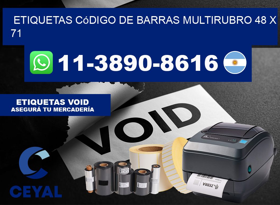 Etiquetas código de barras multirubro 48 x 71