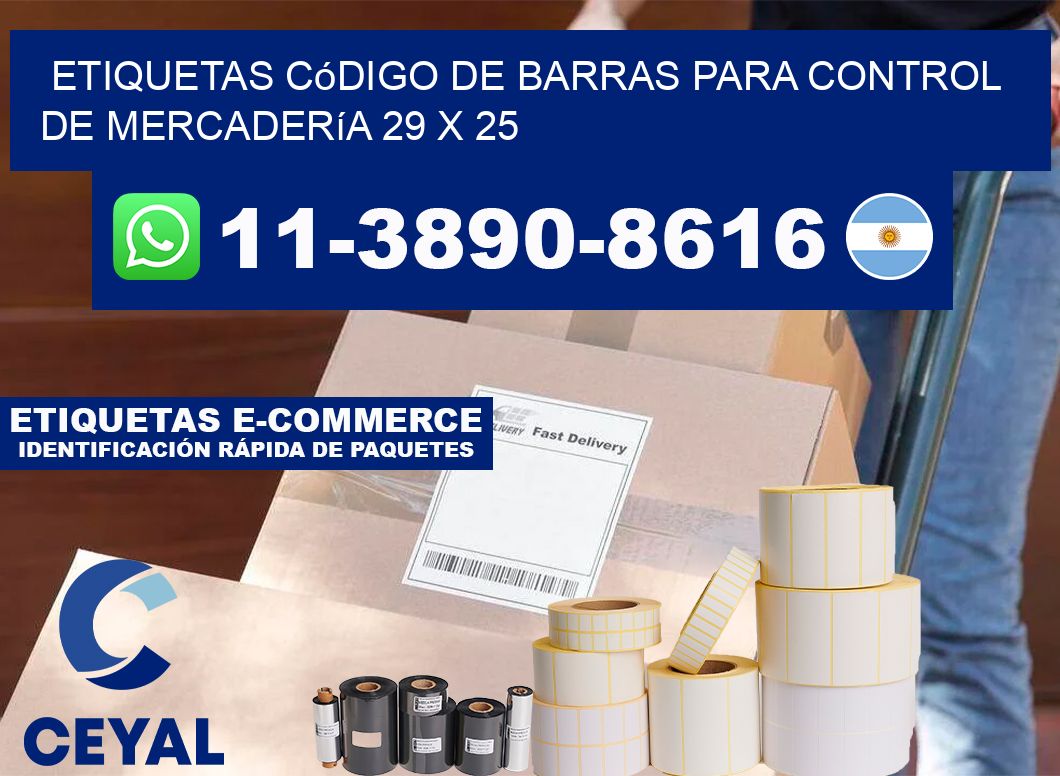 Etiquetas código de barras para control de mercadería 29 x 25