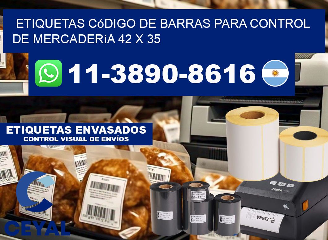 Etiquetas código de barras para control de mercadería 42 x 35