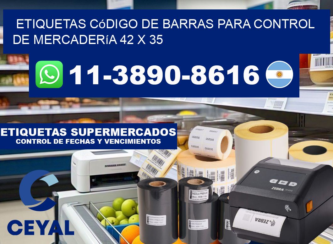 Etiquetas código de barras para control de mercadería 42 x 35