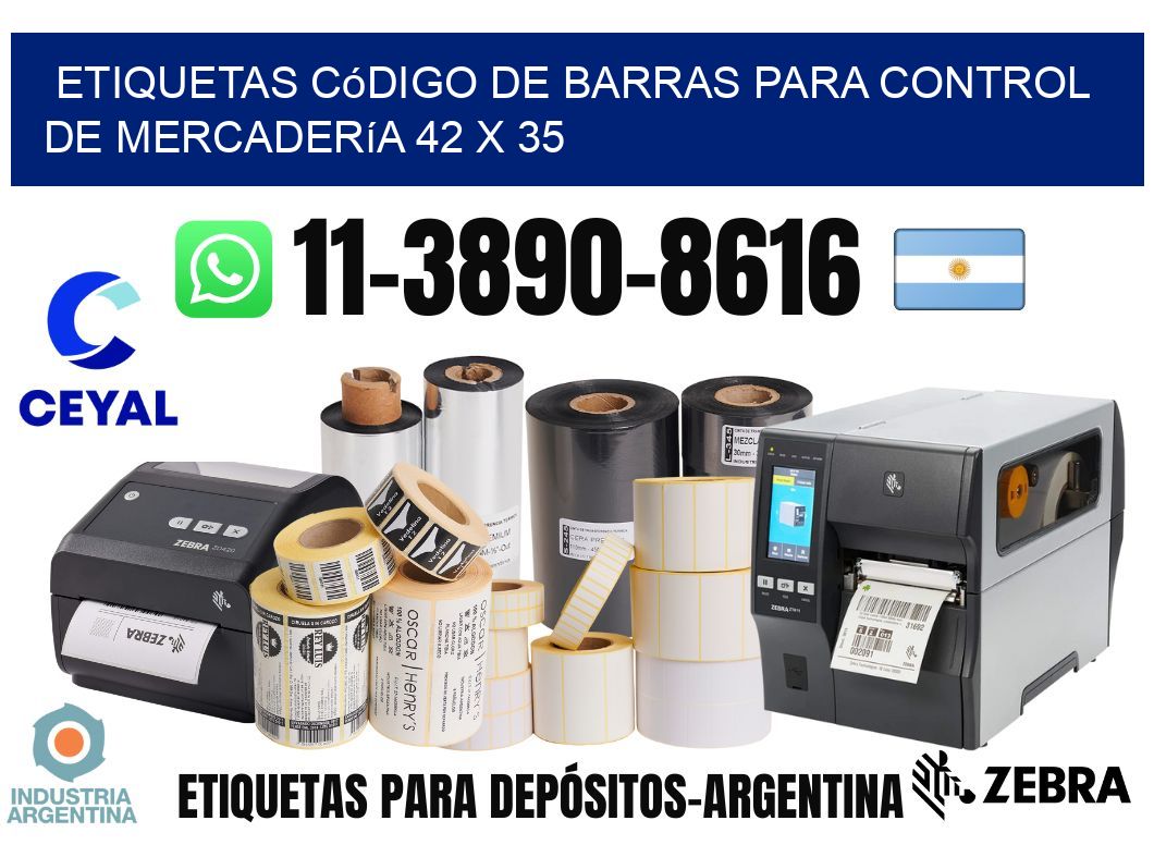 Etiquetas código de barras para control de mercadería 42 x 35