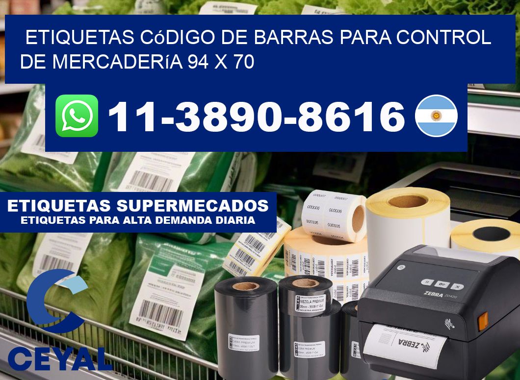 Etiquetas código de barras para control de mercadería 94 x 70
