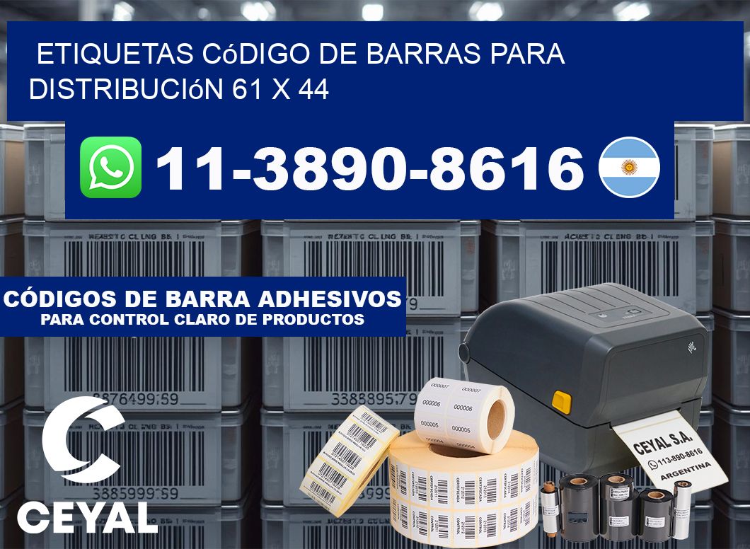 Etiquetas código de barras para distribución 61 x 44