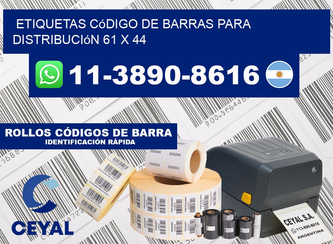 Etiquetas código de barras para distribución 61 x 44