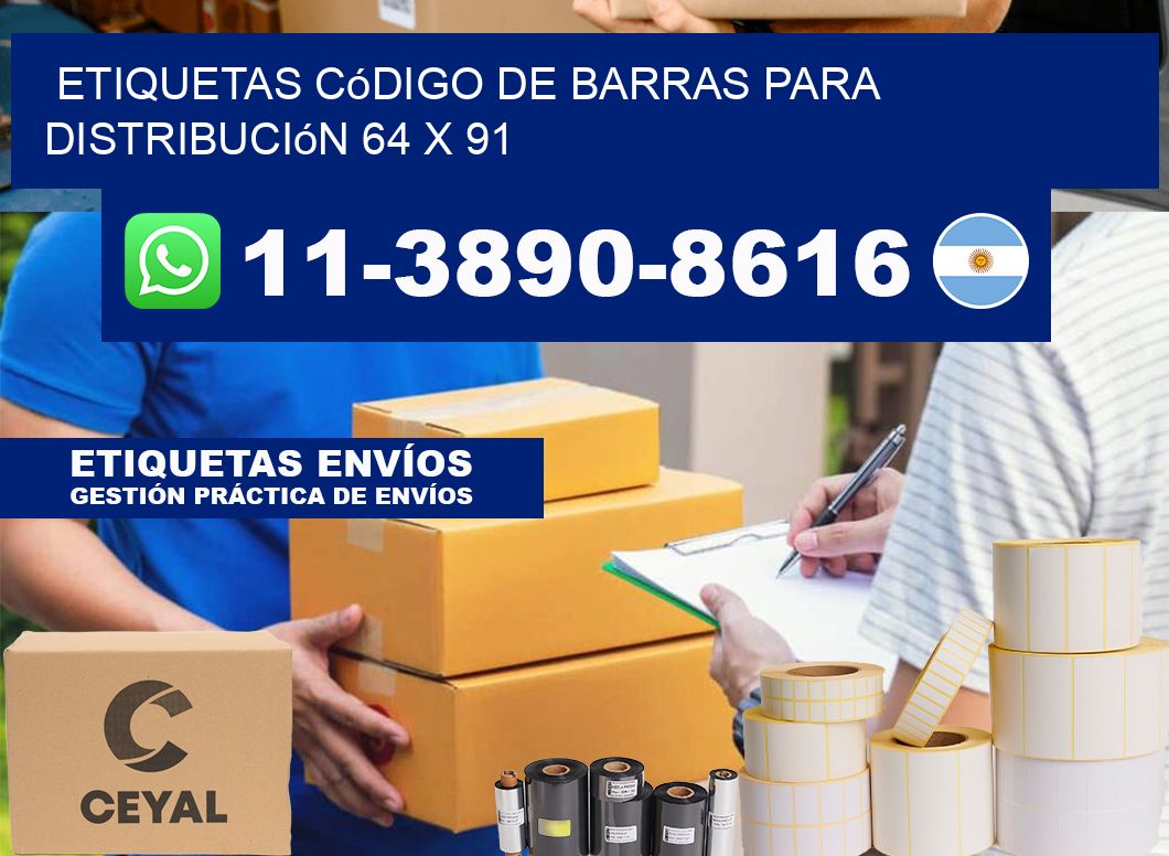 Etiquetas código de barras para distribución 64 x 91
