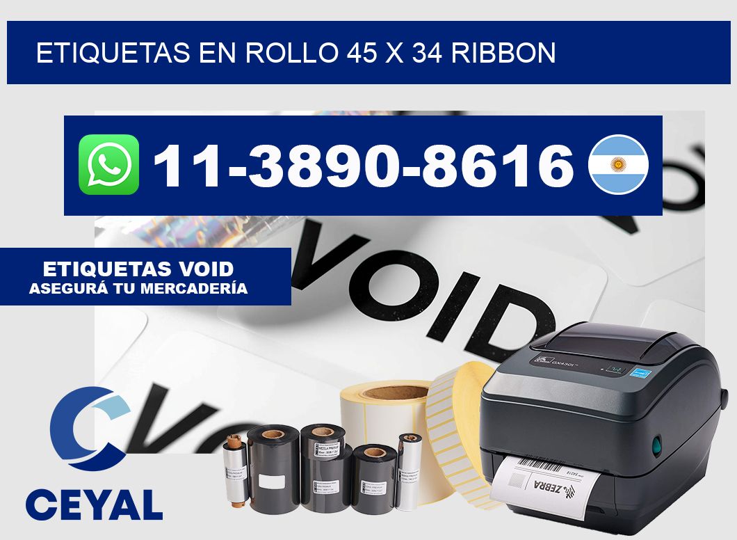 Etiquetas en rollo 45 x 34 ribbon