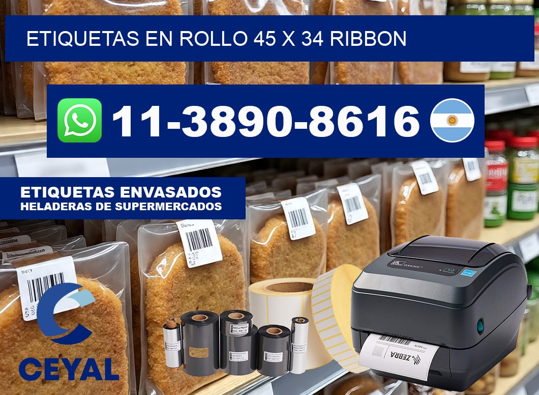 Etiquetas en rollo 45 x 34 ribbon