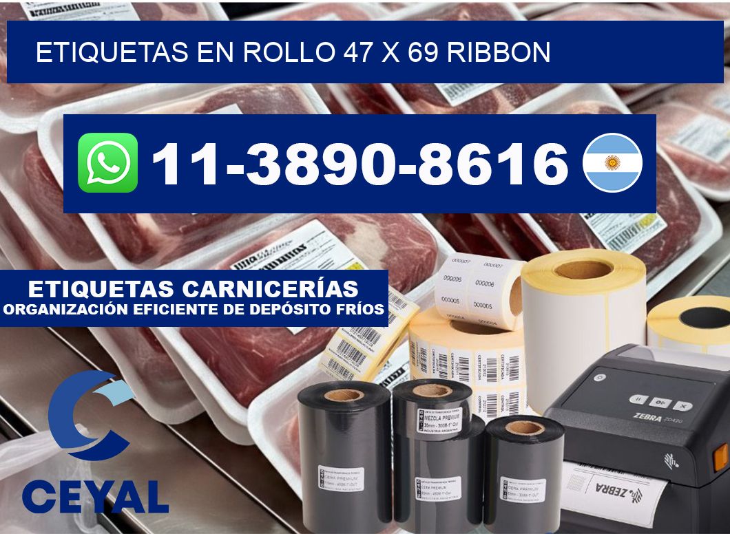Etiquetas en rollo 47 x 69 ribbon