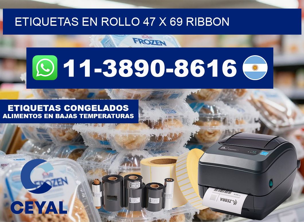 Etiquetas en rollo 47 x 69 ribbon
