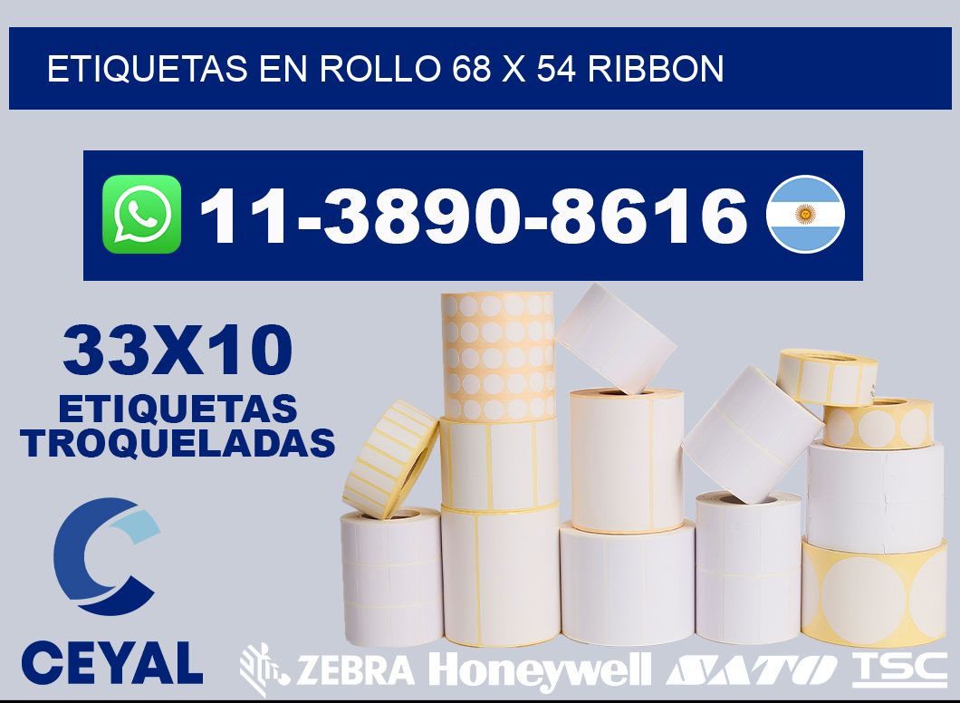 Etiquetas en rollo 68 x 54 ribbon