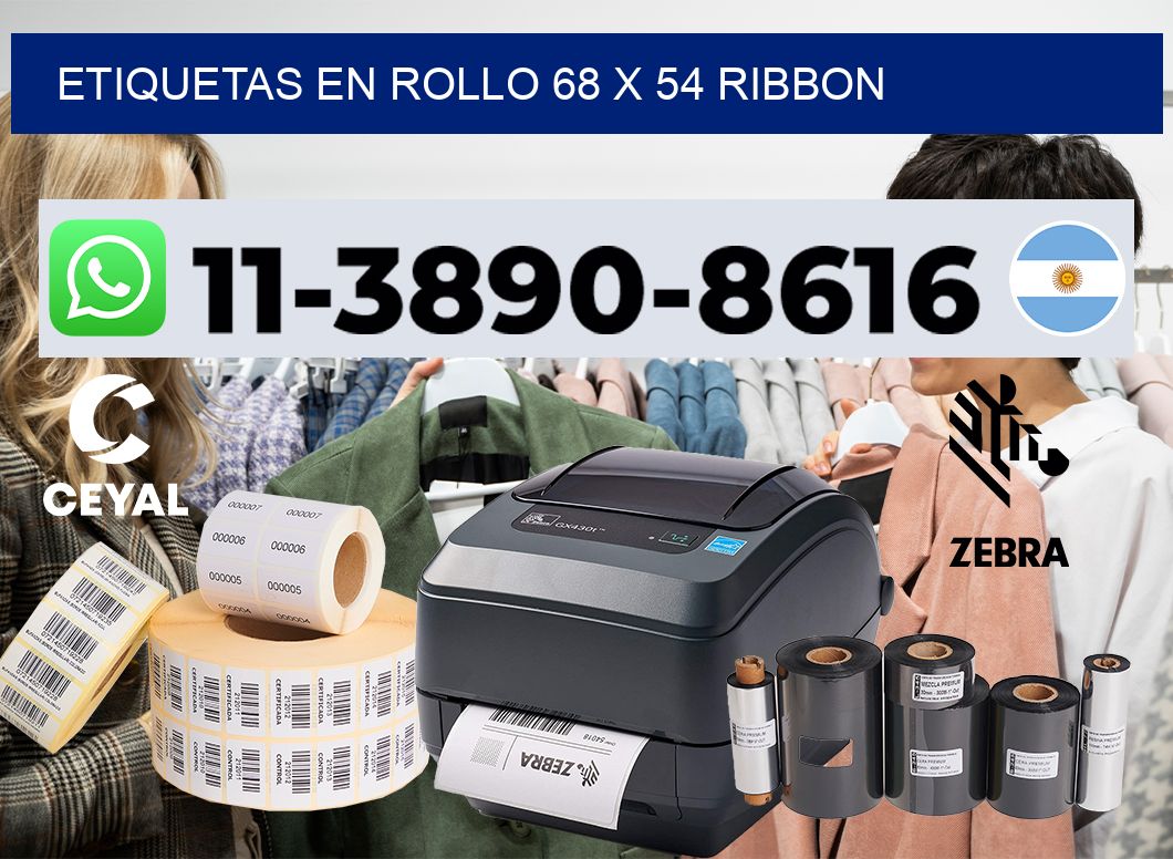 Etiquetas en rollo 68 x 54 ribbon