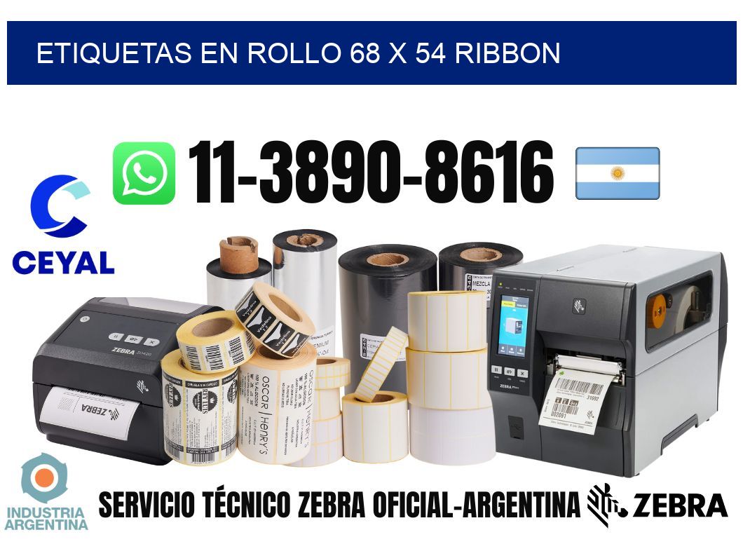 Etiquetas en rollo 68 x 54 ribbon