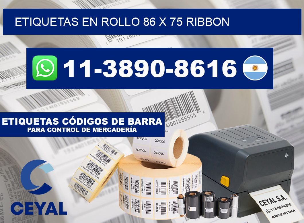 Etiquetas en rollo 86 x 75 ribbon