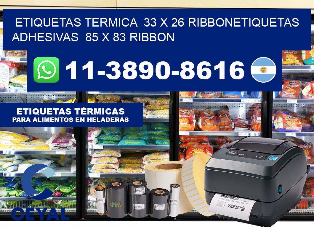Etiquetas termica  33 x 26 ribbonEtiquetas adhesivas  85 x 83 ribbon