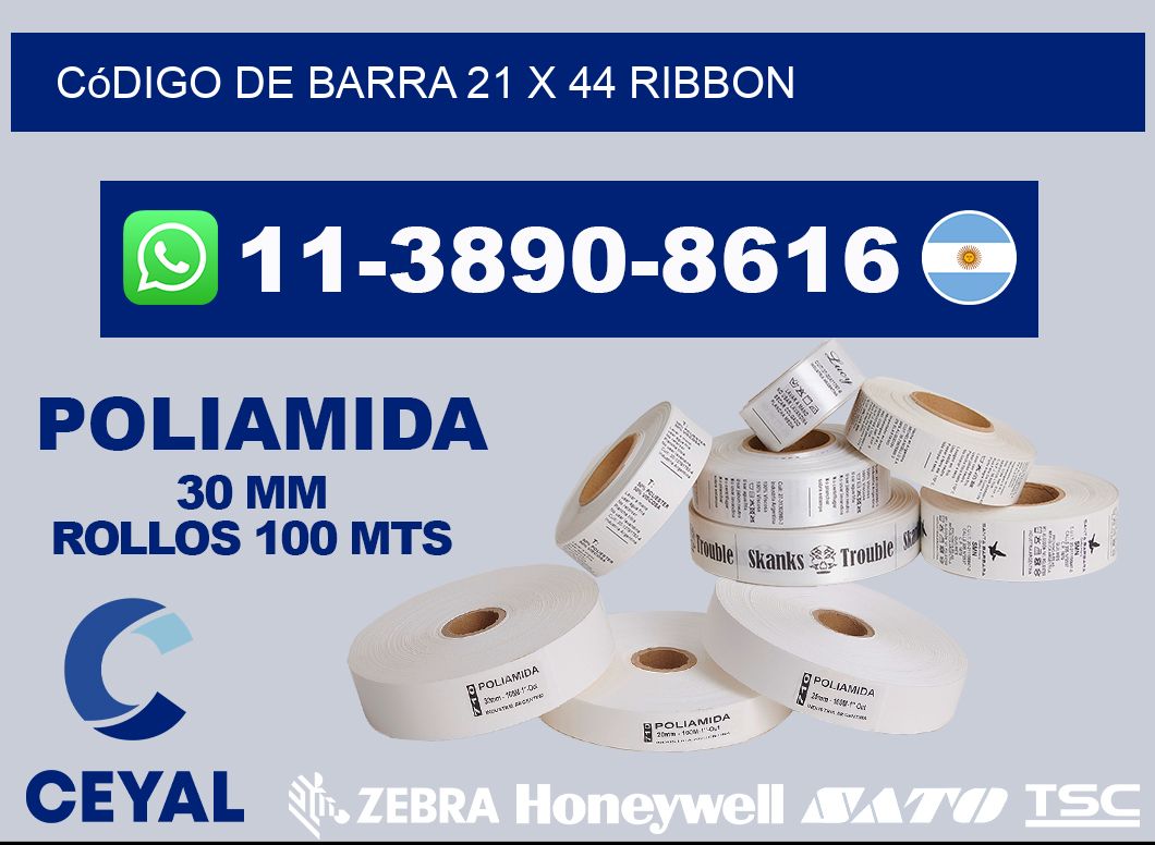 código de barra 21 x 44 ribbon