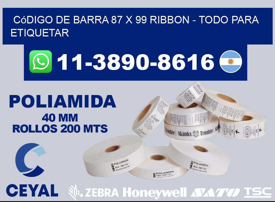 código de barra 87 x 99 ribbon - Todo para Etiquetar