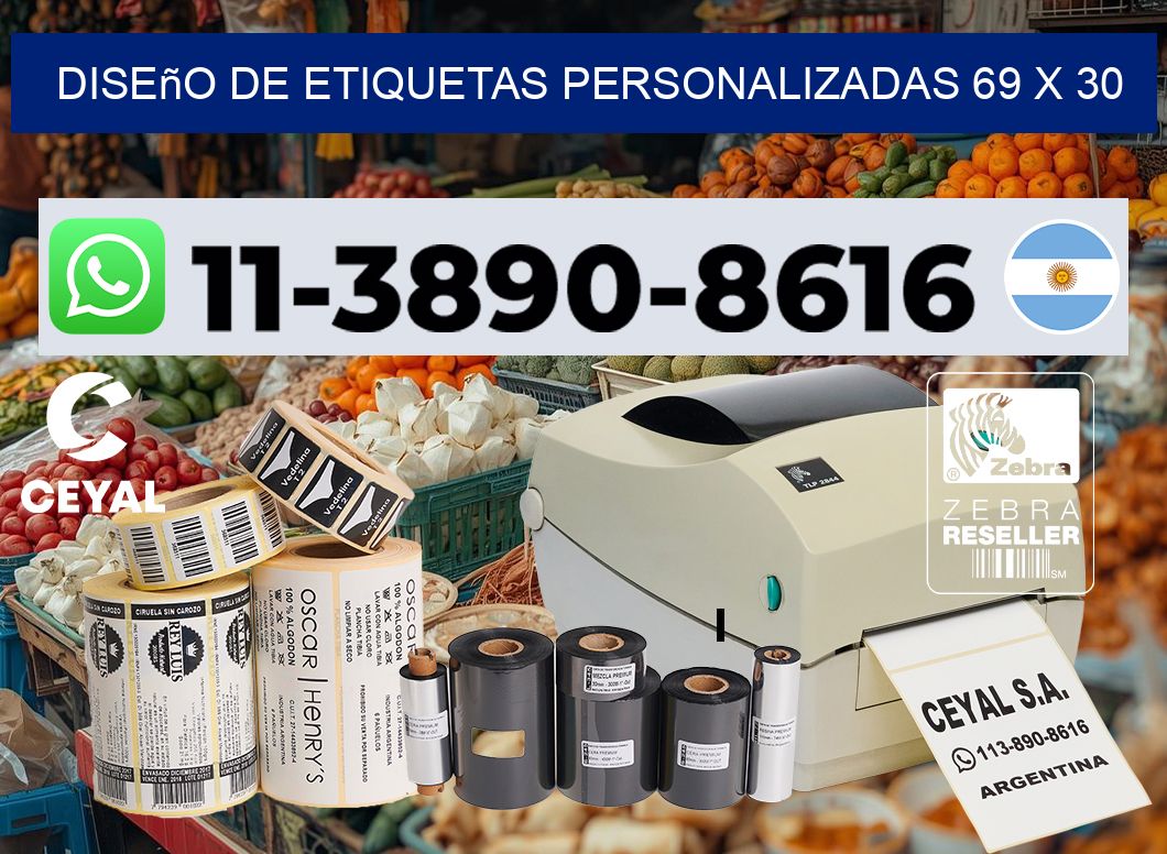 diseño de etiquetas personalizadas 69 x 30