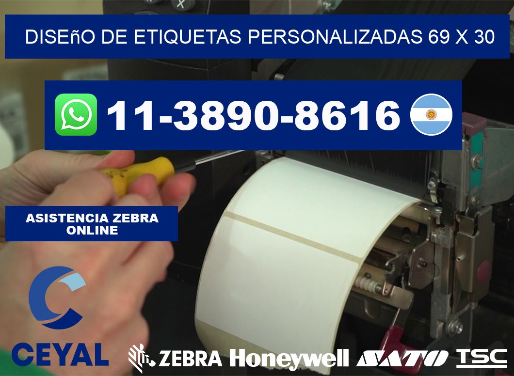 diseño de etiquetas personalizadas 69 x 30
