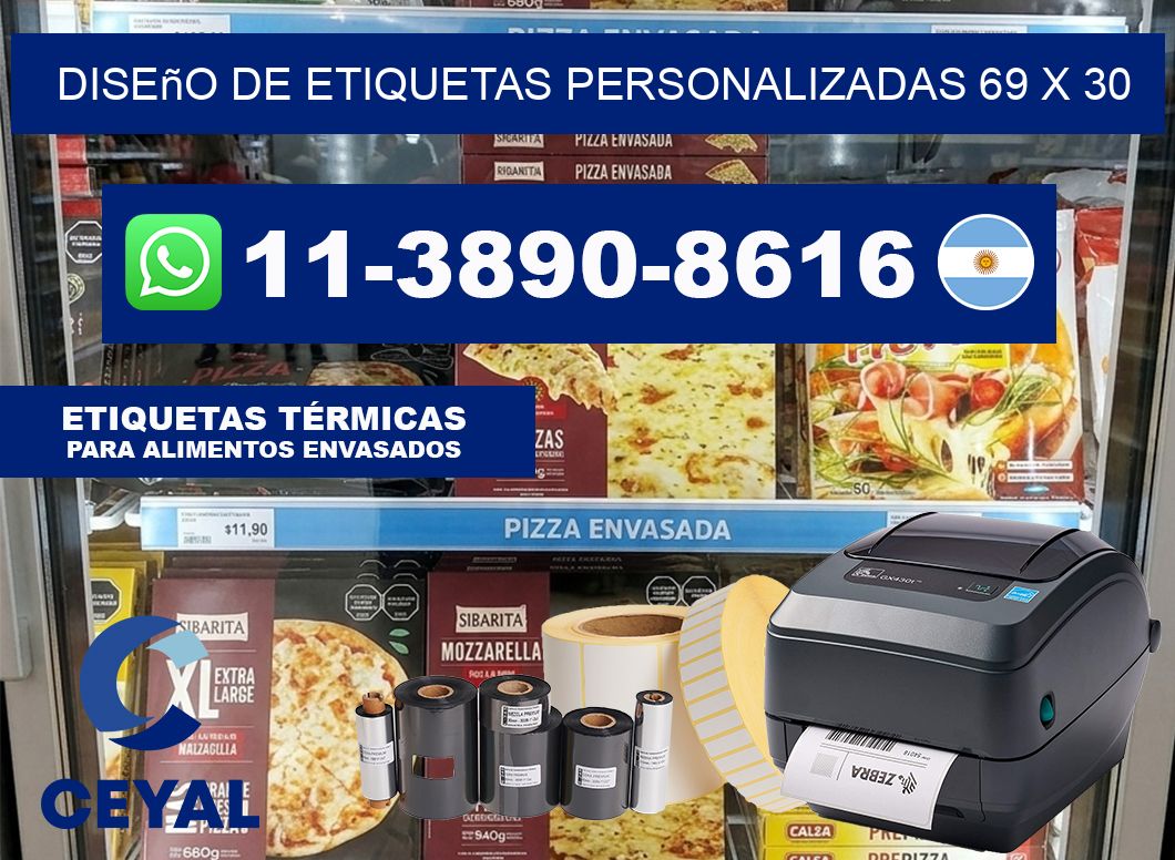 diseño de etiquetas personalizadas 69 x 30