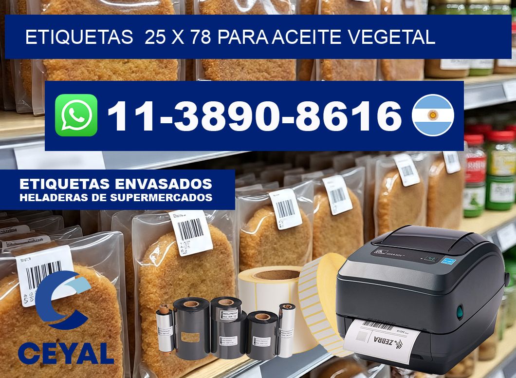 etiquetas  25 x 78 para Aceite vegetal