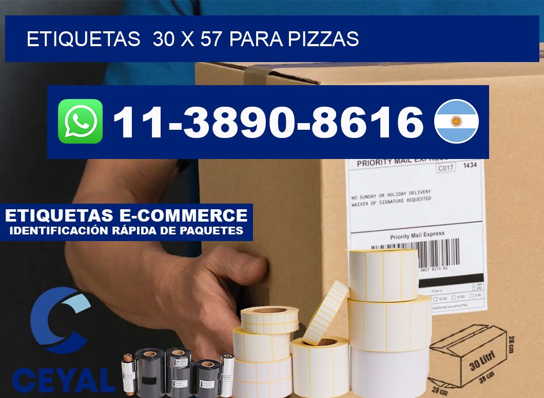 etiquetas  30 x 57 para Pizzas
