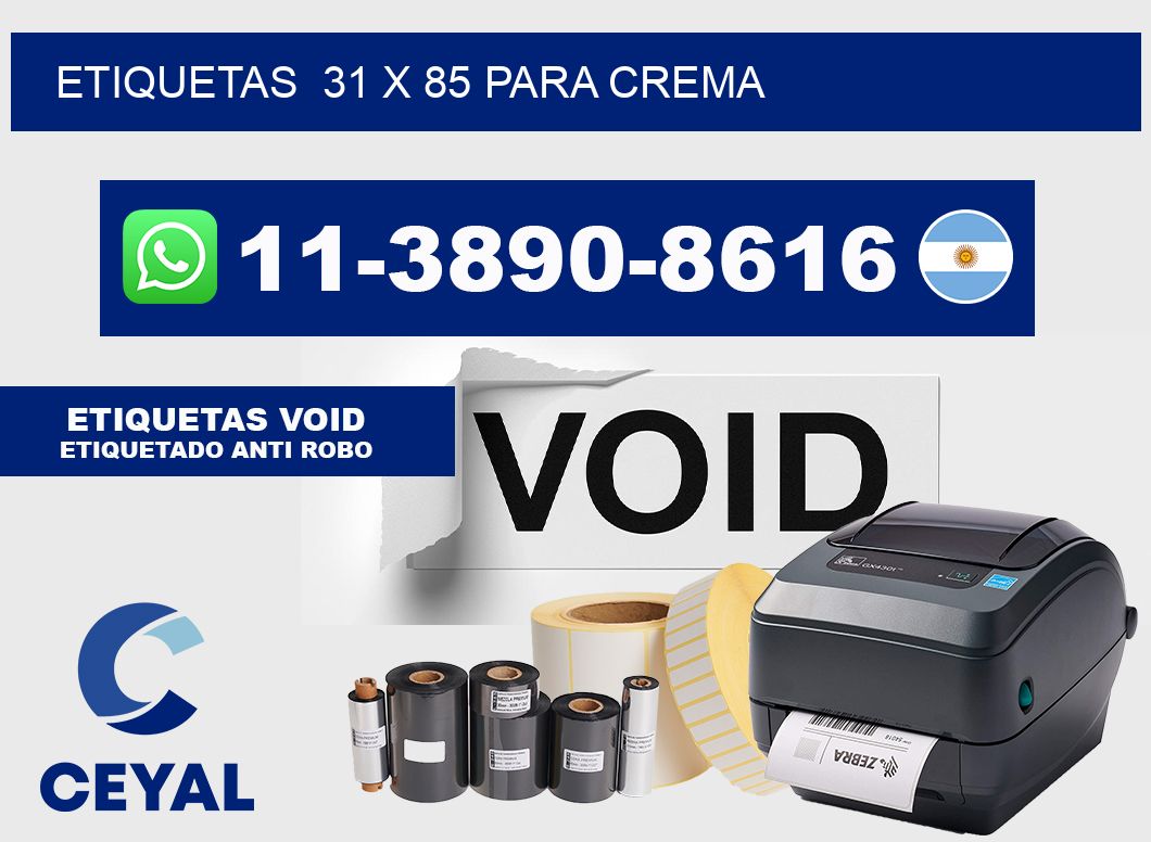 etiquetas 31 x 85 para Crema