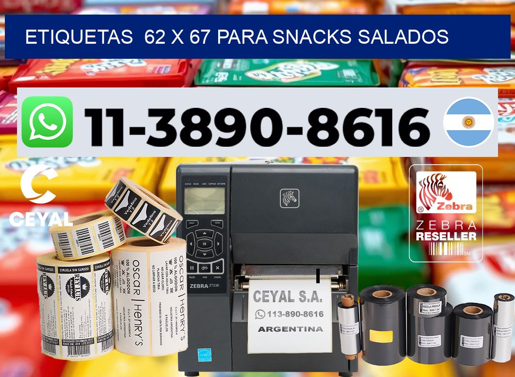 etiquetas 62 x 67 para Snacks salados