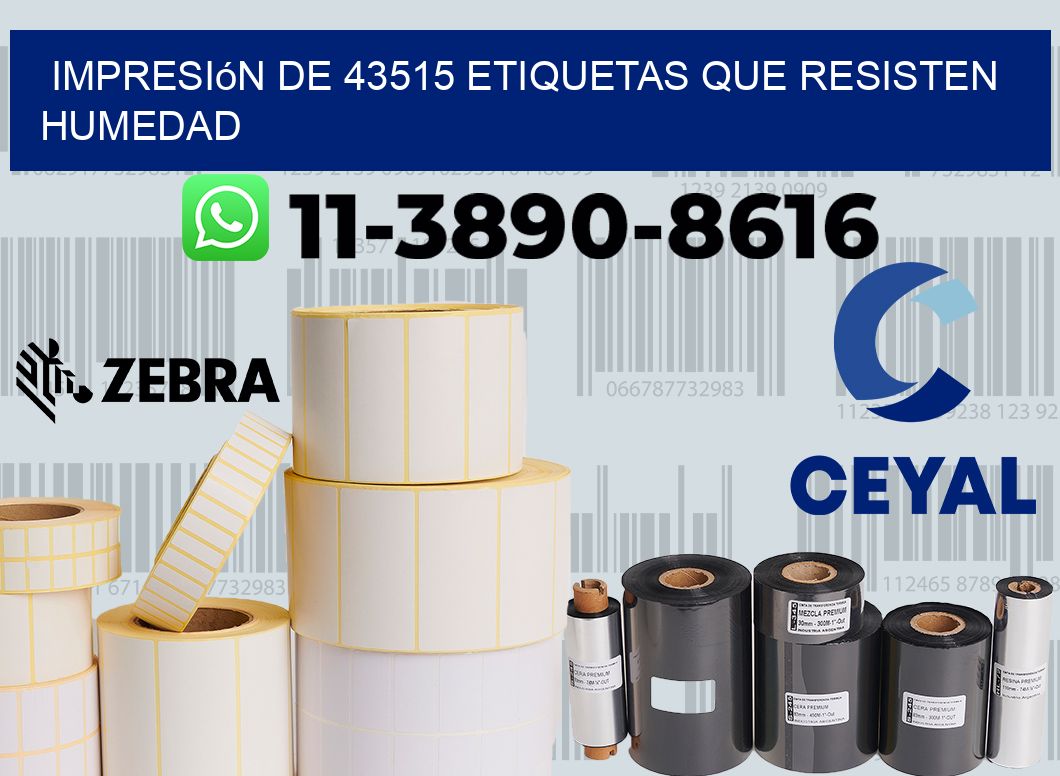 impresión de 43515 etiquetas que resisten humedad