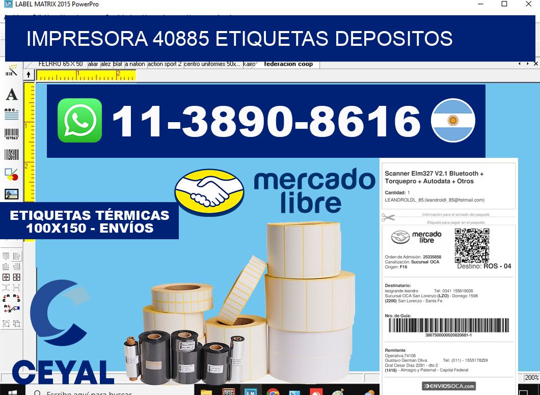 impresora 40885 etiquetas depositos