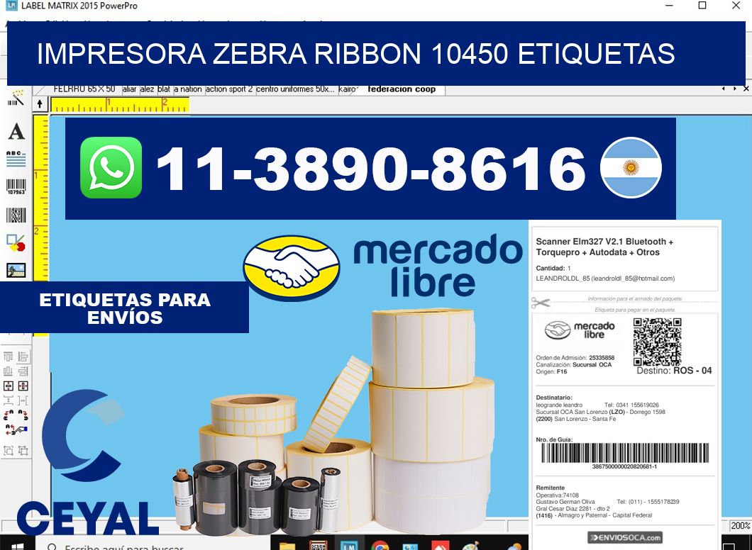 impresora zebra ribbon 10450 etiquetas