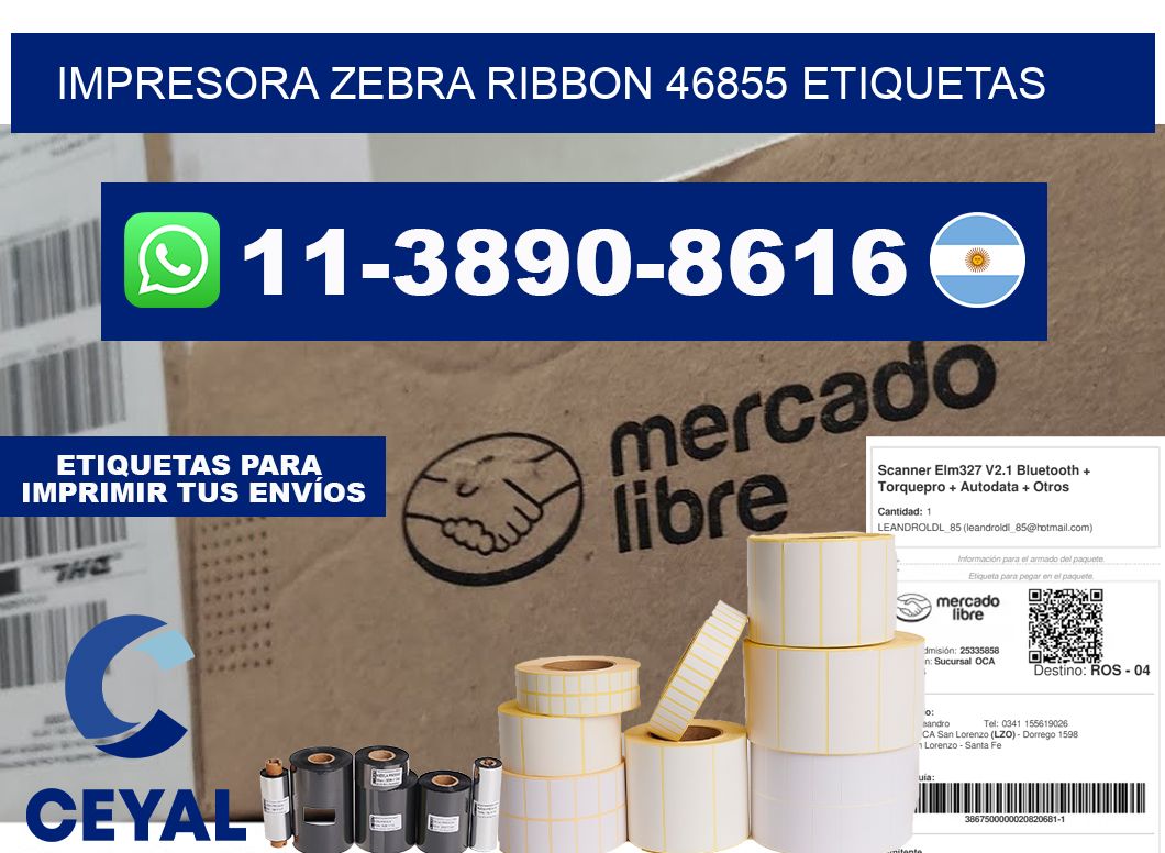 impresora zebra ribbon 46855 etiquetas