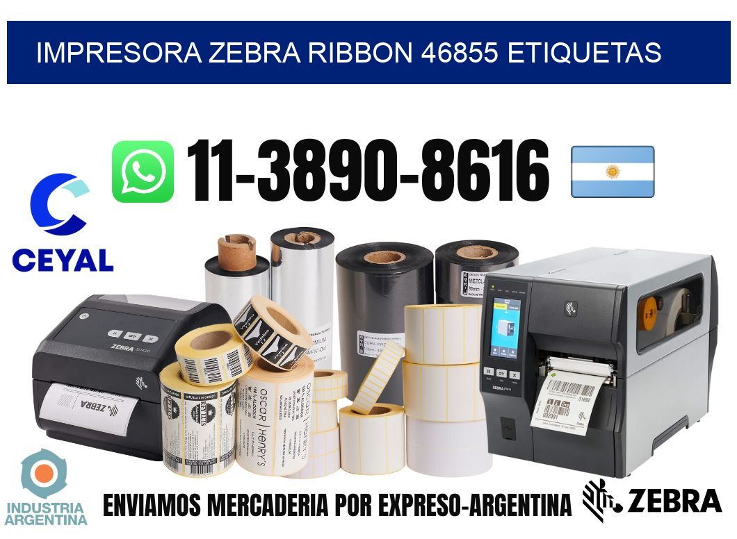 impresora zebra ribbon 46855 etiquetas