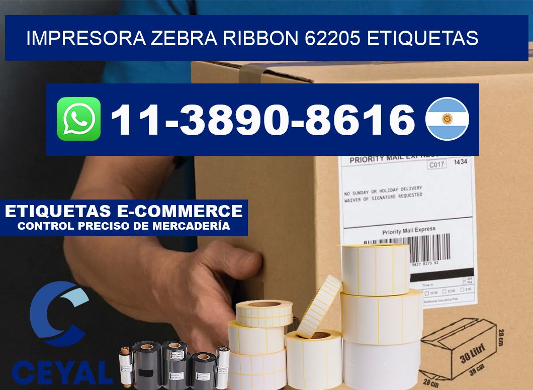 impresora zebra ribbon 62205 etiquetas