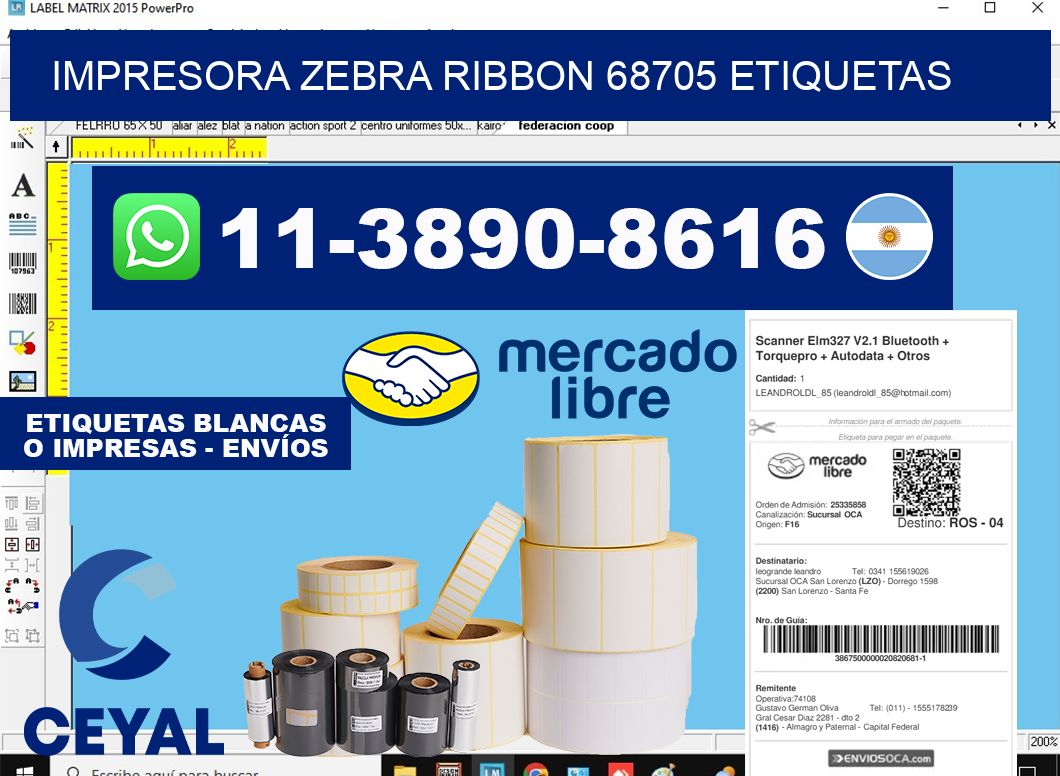 impresora zebra ribbon 68705 etiquetas