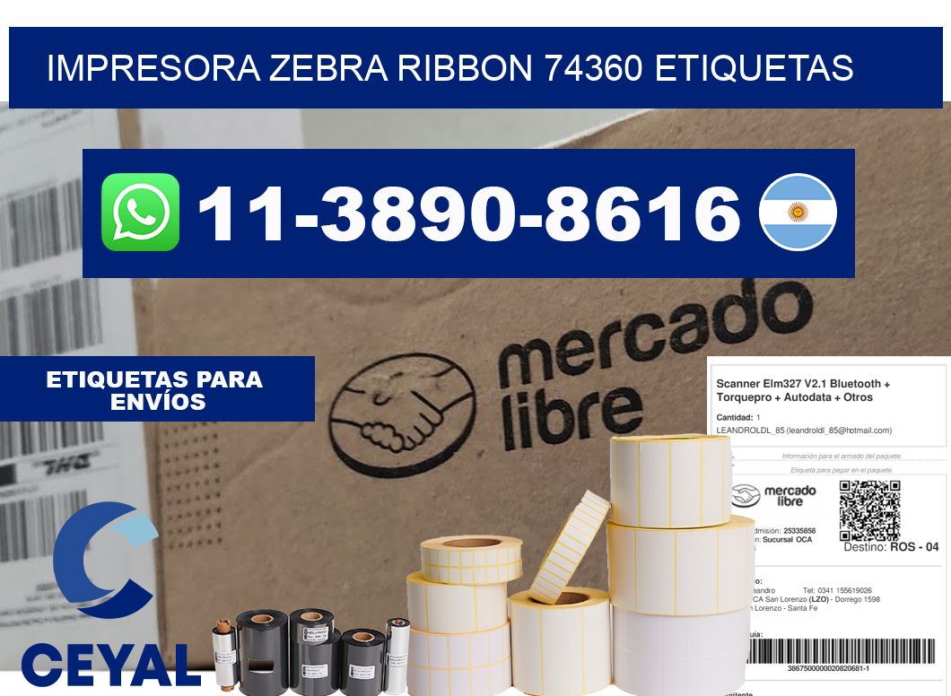 impresora zebra ribbon 74360 etiquetas