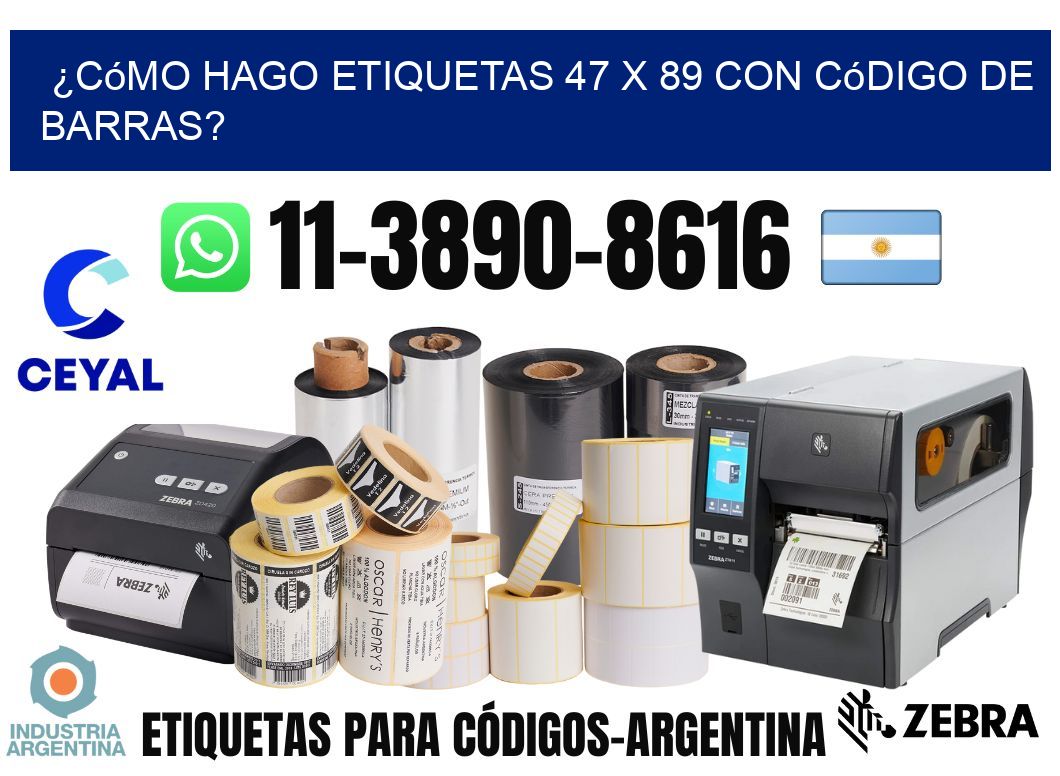 ¿Cómo hago etiquetas 47 x 89 con código de barras?