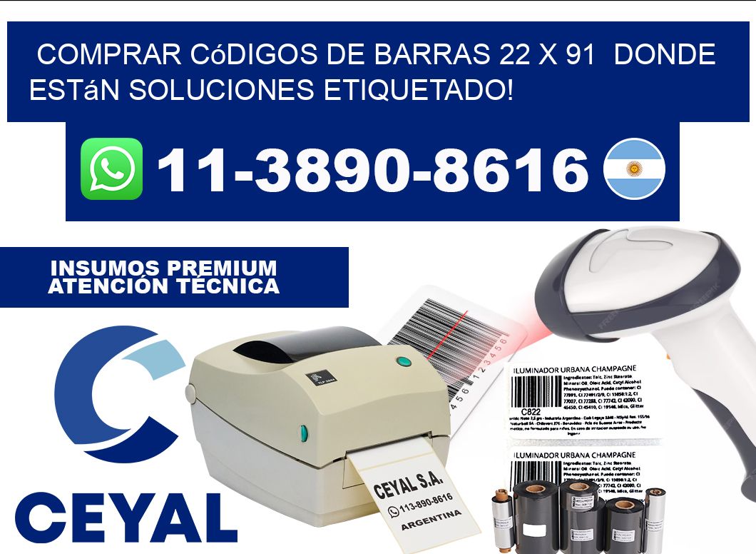 Comprar códigos de barras 22 x 91  donde están soluciones etiquetado!