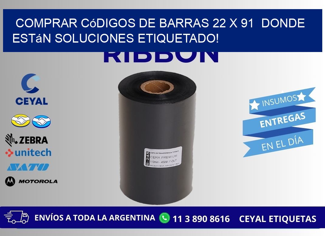 Comprar códigos de barras 22 x 91  donde están soluciones etiquetado!