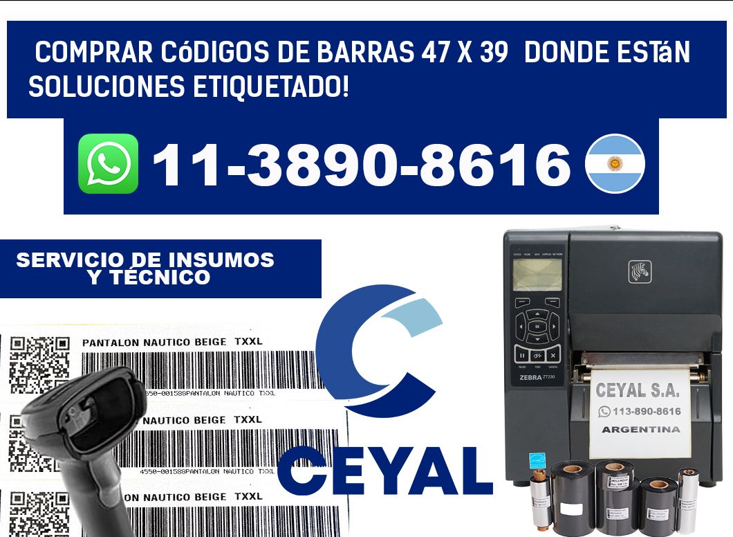 Comprar códigos de barras 47 x 39  donde están soluciones etiquetado!