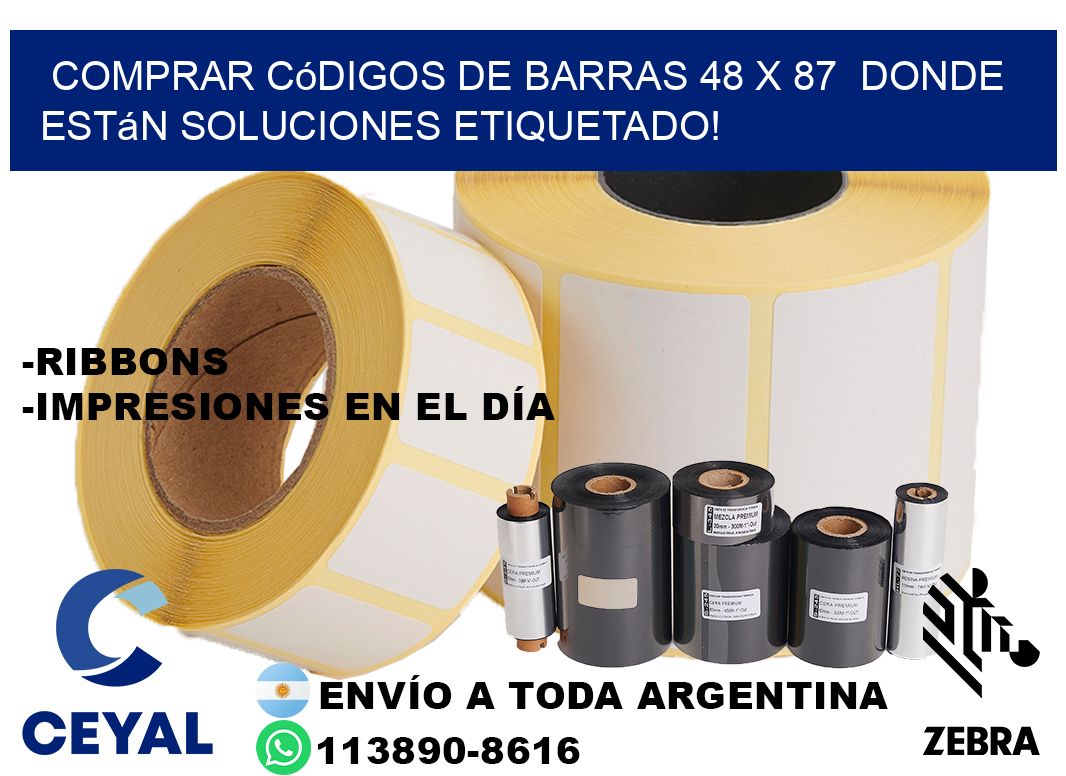 Comprar códigos de barras 48 x 87  donde están soluciones etiquetado!