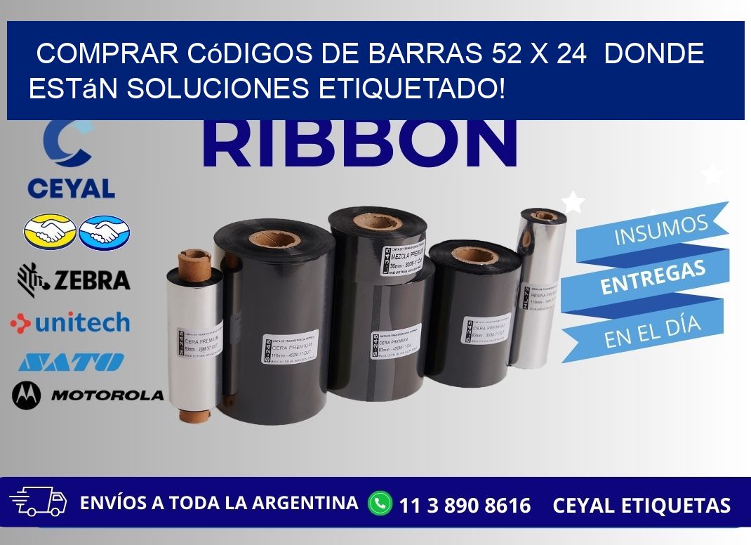Comprar códigos de barras 52 x 24  donde están soluciones etiquetado!