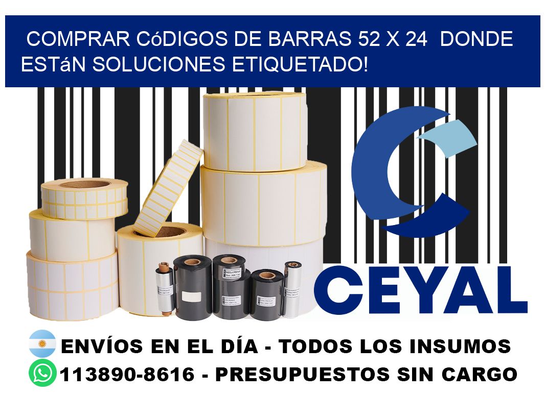 Comprar códigos de barras 52 x 24  donde están soluciones etiquetado!