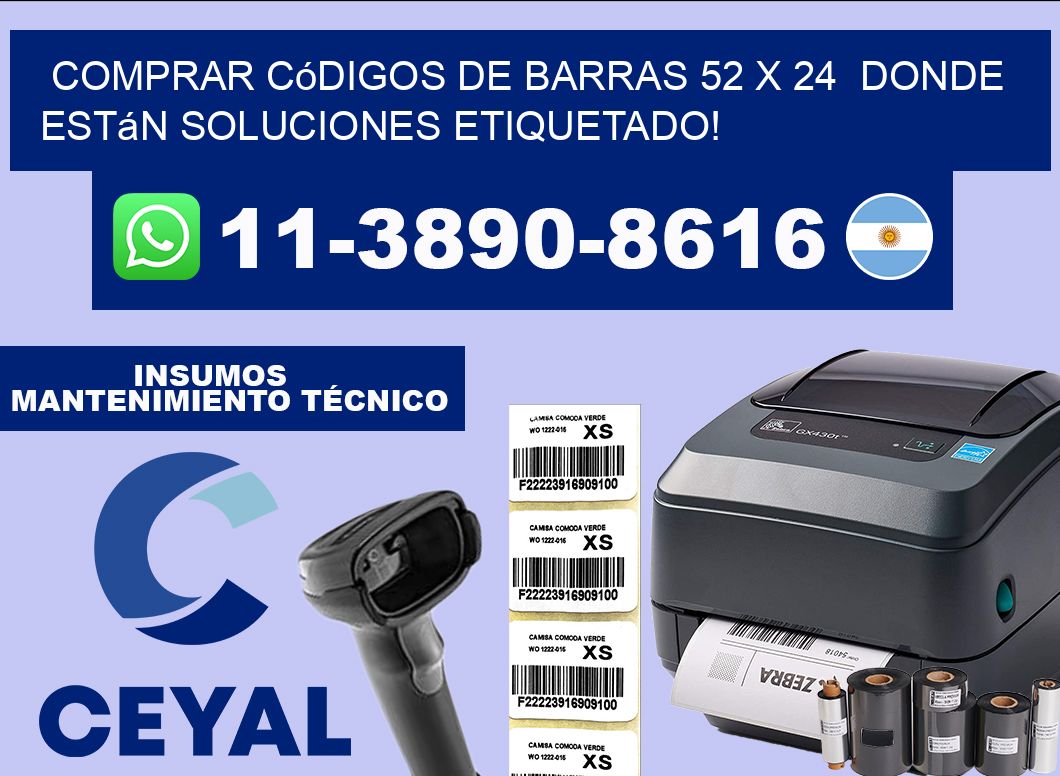 Comprar códigos de barras 52 x 24  donde están soluciones etiquetado!