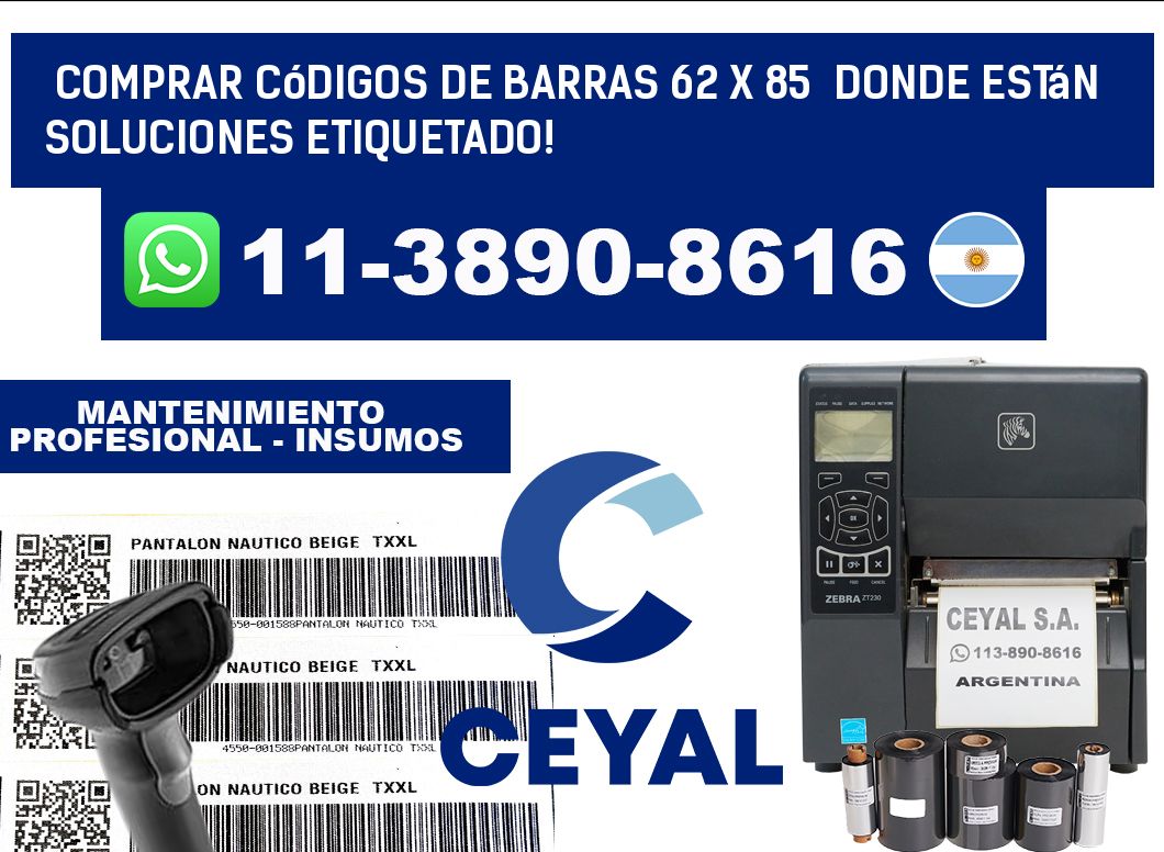Comprar códigos de barras 62 x 85  donde están soluciones etiquetado!