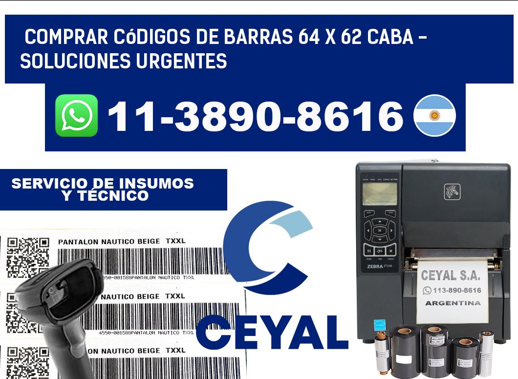 Comprar códigos de barras 64 x 62 CABA - soluciones urgentes